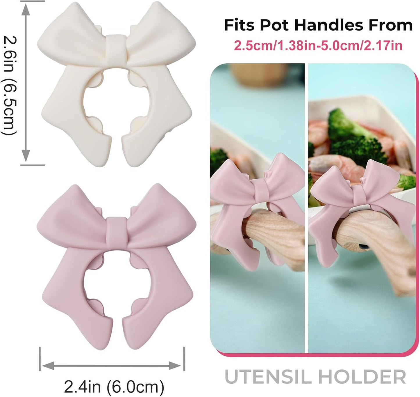 Bow Spoon Holder Cute Spoon Rest for Stove Top, Steam Releaser & Lid Lifter – Heat Resistant Silicone Cooking Gadget, Cute Kitchen Accessories, Gift for Home Cooks