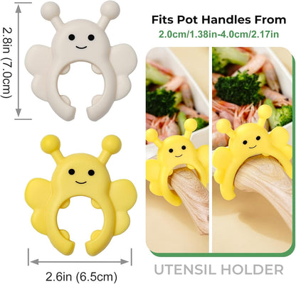 Bow Spoon Holder Cute Spoon Rest for Stove Top, Steam Releaser & Lid Lifter – Heat Resistant Silicone Cooking Gadget, Cute Kitchen Accessories, Gift for Home Cooks