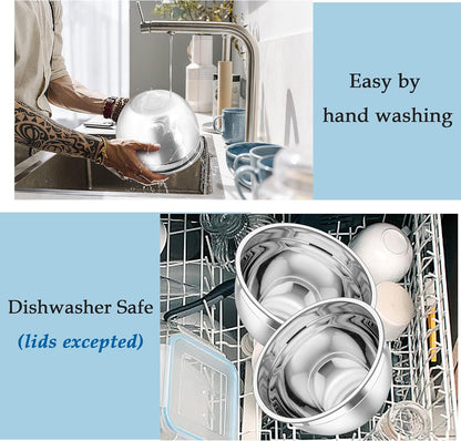 Mixing Bowls, Stainless Steel Nesting Salad Bowls Set