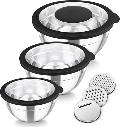 Mixing Bowls, Stainless Steel Nesting Salad Bowls Set