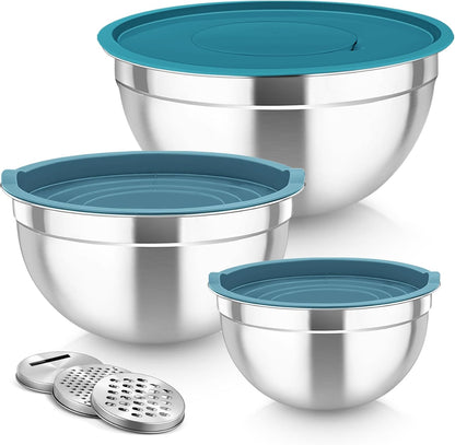 Mixing Bowls, Stainless Steel Nesting Salad Bowls Set