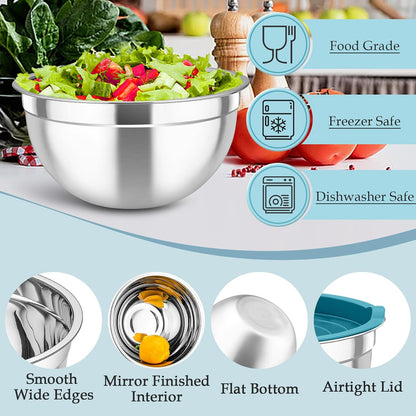Mixing Bowls, Stainless Steel Nesting Salad Bowls Set