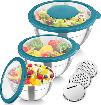 Mixing Bowls, Stainless Steel Nesting Salad Bowls Set