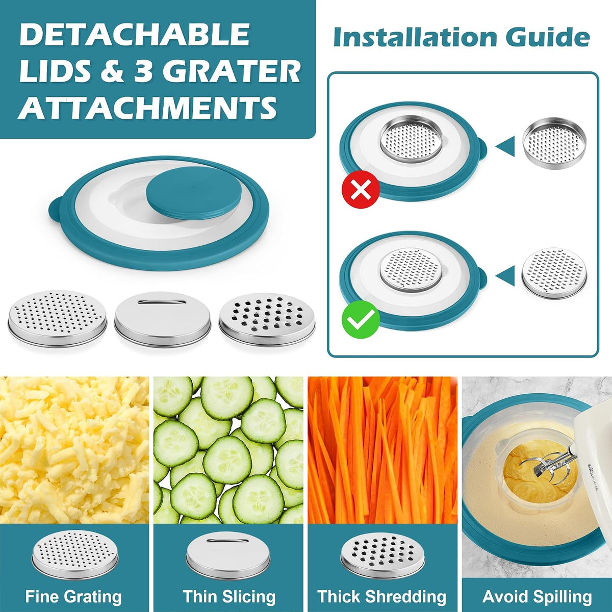 Mixing Bowls, Stainless Steel Nesting Salad Bowls Set