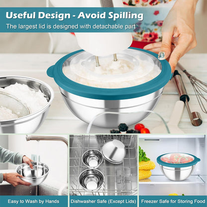 Mixing Bowls, Stainless Steel Nesting Salad Bowls Set