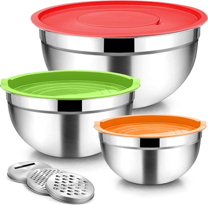 Mixing Bowls, Stainless Steel Nesting Salad Bowls Set