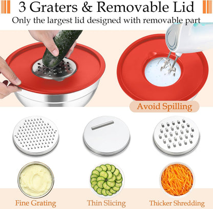 Mixing Bowls, Stainless Steel Nesting Salad Bowls Set