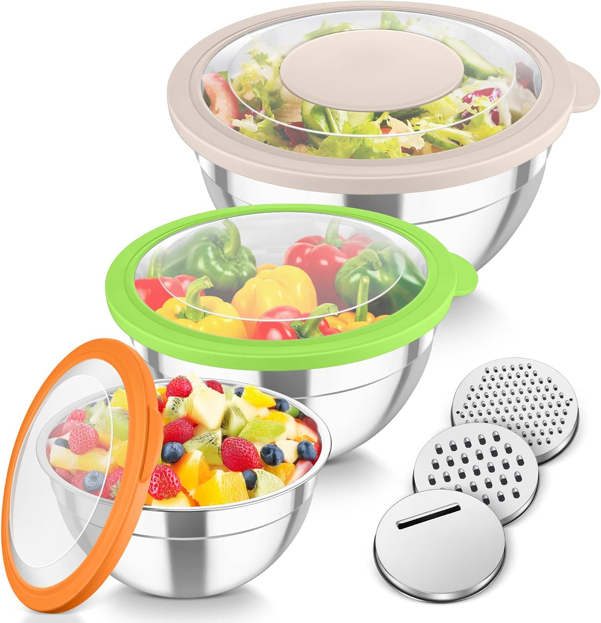 Mixing Bowls, Stainless Steel Nesting Salad Bowls Set