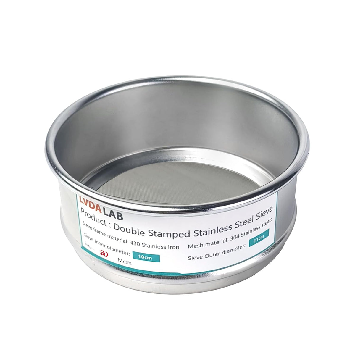 4" (10cm) 304 Stainless Steel Lab Sieve, 80 Mesh (0.2mm) Screen Sifter - Colors B