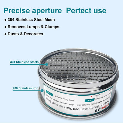 4" (10cm) 304 Stainless Steel Lab Sieve, 80 Mesh (0.2mm) Screen Sifter - Colors B