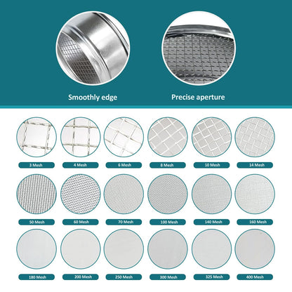 4" (10cm) 304 Stainless Steel Lab Sieve, 80 Mesh (0.2mm) Screen Sifter - Colors B