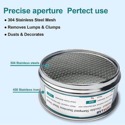 4" (10cm) 304 Stainless Steel Lab Sieve, 80 Mesh (0.2mm) Screen Sifter - Colors B