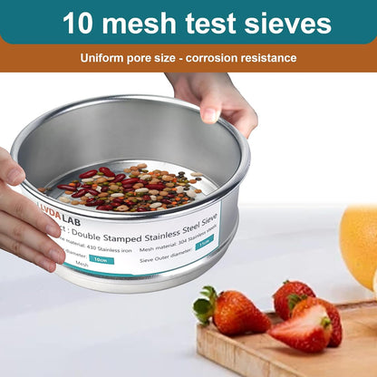 4" (10cm) 304 Stainless Steel Lab Sieve, 80 Mesh (0.2mm) Screen Sifter - Colors B