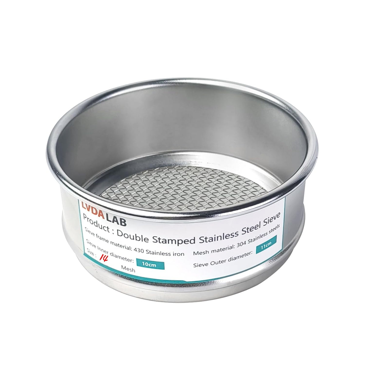 4" (10cm) 304 Stainless Steel Lab Sieve, 80 Mesh (0.2mm) Screen Sifter - Colors B