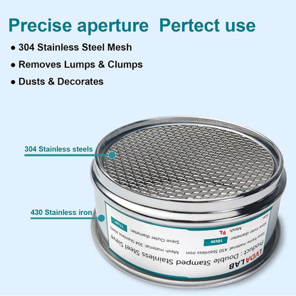 4" (10cm) 304 Stainless Steel Lab Sieve, 80 Mesh (0.2mm) Screen Sifter - Colors B