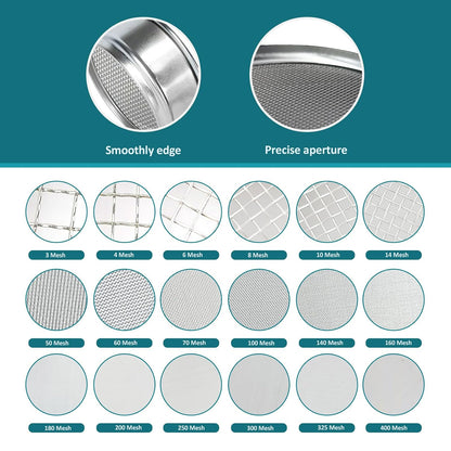 4" (10cm) 304 Stainless Steel Lab Sieve, 80 Mesh (0.2mm) Screen Sifter - Colors B