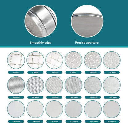 4" (10cm) 304 Stainless Steel Lab Sieve, 80 Mesh (0.2mm) Screen Sifter - Colors B