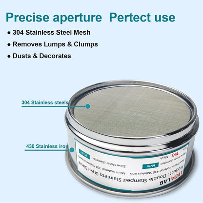 4" (10cm) 304 Stainless Steel Lab Sieve, 80 Mesh (0.2mm) Screen Sifter - Colors B