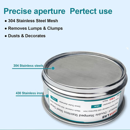 4" (10cm) 304 Stainless Steel Lab Sieve, 80 Mesh (0.2mm) Screen Sifter - Colors B