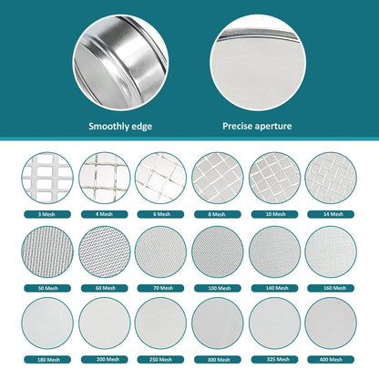 4" (10cm) 304 Stainless Steel Lab Sieve, 80 Mesh (0.2mm) Screen Sifter - Colors B