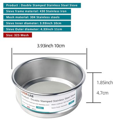 4" (10cm) 304 Stainless Steel Lab Sieve, 80 Mesh (0.2mm) Screen Sifter - Colors B