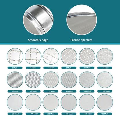 4" (10cm) 304 Stainless Steel Lab Sieve, 80 Mesh (0.2mm) Screen Sifter - Colors B