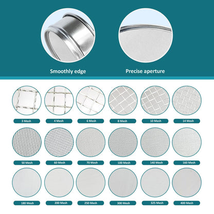 4" (10cm) 304 Stainless Steel Lab Sieve, 80 Mesh (0.2mm) Screen Sifter - Colors B