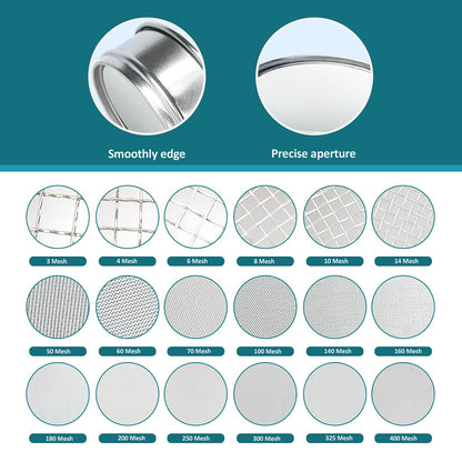 4" (10cm) 304 Stainless Steel Lab Sieve, 80 Mesh (0.2mm) Screen Sifter - Colors B
