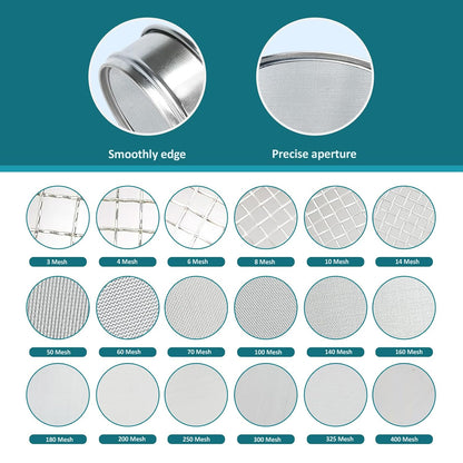 4" (10cm) 304 Stainless Steel Lab Sieve, 80 Mesh (0.2mm) Screen Sifter - Colors B