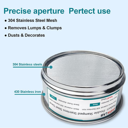 4" (10cm) 304 Stainless Steel Lab Sieve, 80 Mesh (0.2mm) Screen Sifter - Colors B