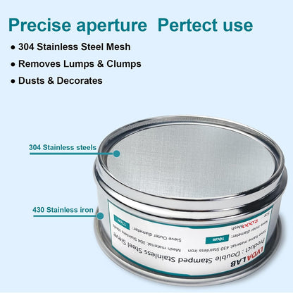 4" (10cm) 304 Stainless Steel Lab Sieve, 80 Mesh (0.2mm) Screen Sifter - Colors B