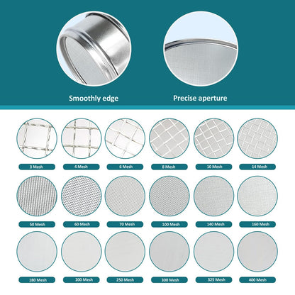 4" (10cm) 304 Stainless Steel Lab Sieve, 80 Mesh (0.2mm) Screen Sifter - Colors B