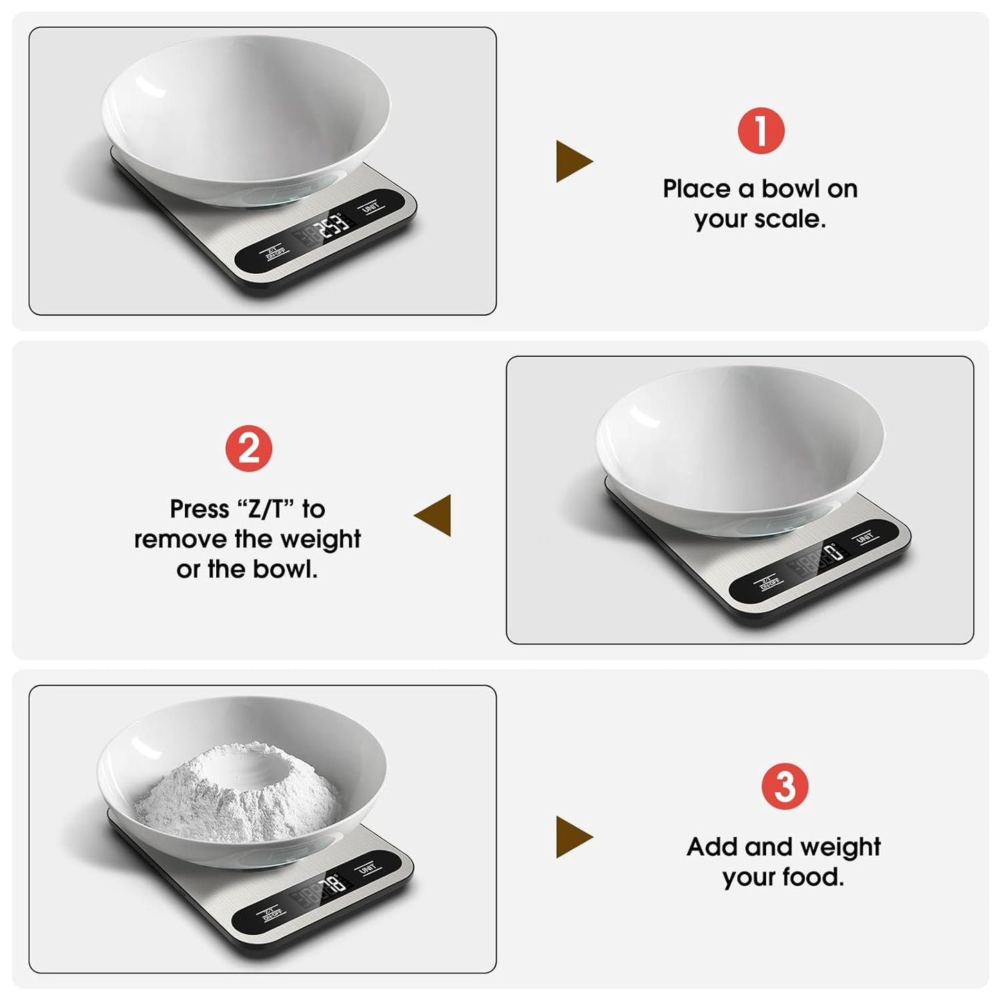 Food Scale, 22lb Digital Kitchen Scale with 6 Units Tare Function | LCD Display, Stainless Steel Weight Grams and Ounces for Baking, Cooking and Meal Prep (Batteries Included)