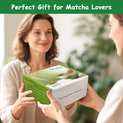 8 Pcs Matcha Whisk Set with Ceramic Bowl, Scoop Rest, Sifter, Tea Mat, Greeting Card, Whisk Holder, Bamboo Whisk and Scoop, Perfect Present for Friend Family Matcha Tea Lovers, Ceremony Kit