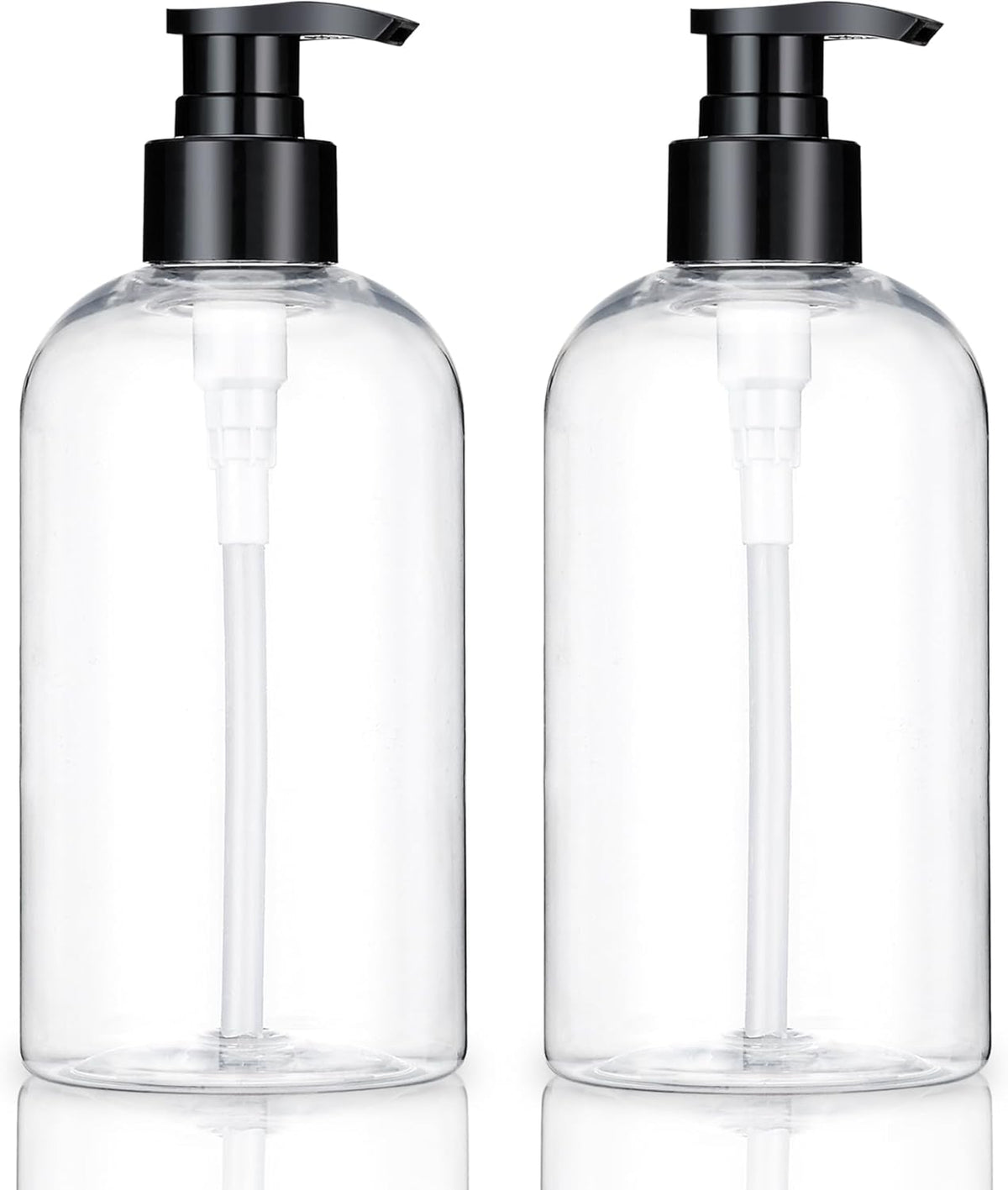 Plastic Pump Bottles Dispenser 2 Pack 10oz Clear Refillable Pump Bottle | Empty Pump Bottle with Dispenser Shampoo Conditioner for Shampoo, Liquid Soap, Massage Oil