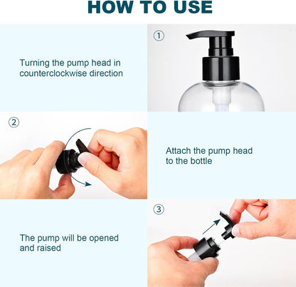 Plastic Pump Bottles Dispenser 2 Pack 10oz Clear Refillable Pump Bottle | Empty Pump Bottle with Dispenser Shampoo Conditioner for Shampoo, Liquid Soap, Massage Oil