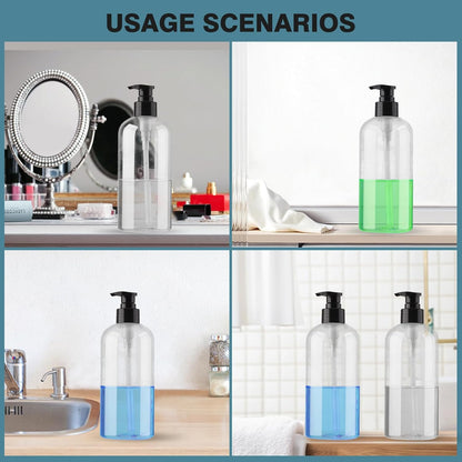 Plastic Pump Bottles Dispenser 2 Pack 10oz Clear Refillable Pump Bottle | Empty Pump Bottle with Dispenser Shampoo Conditioner for Shampoo, Liquid Soap, Massage Oil