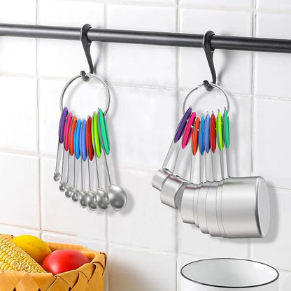 Stainless Measuring Cups and Spoons Set with Silicone Handle, 21pcs