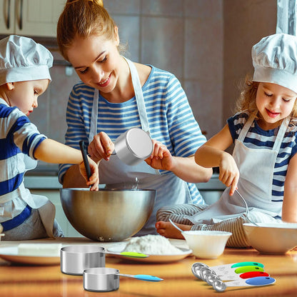 Stainless Measuring Cups and Spoons Set with Silicone Handle, 21pcs