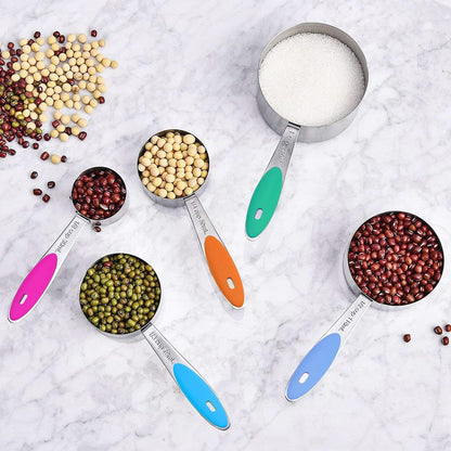 Stainless Measuring Cups and Spoons Set with Silicone Handle, 21pcs