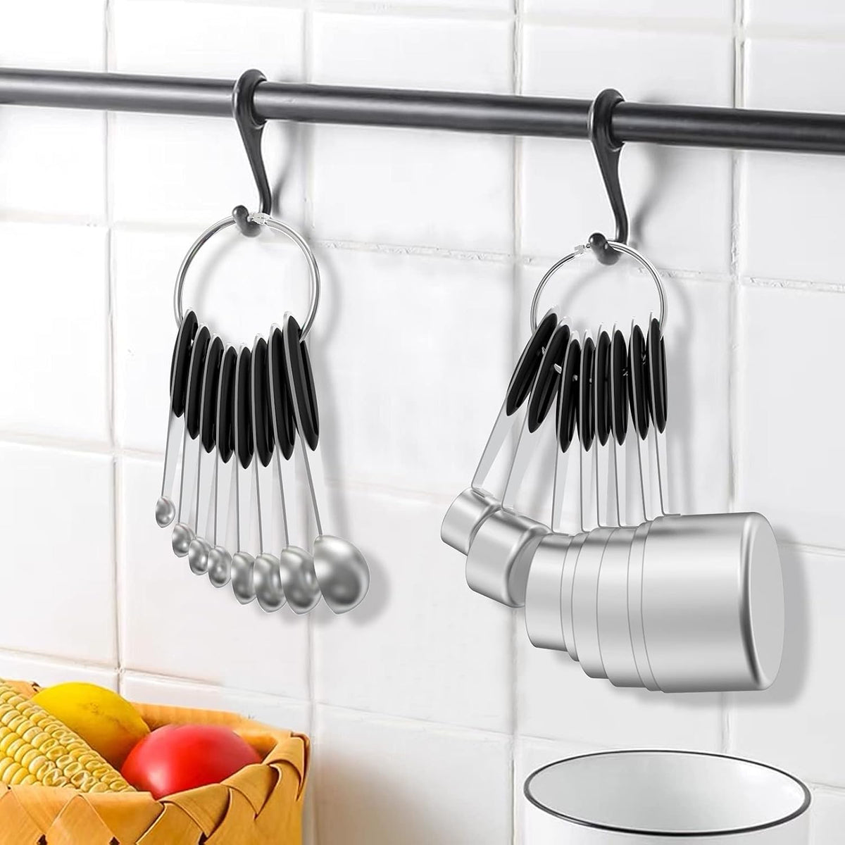 Stainless Measuring Cups and Spoons Set with Silicone Handle, 21pcs