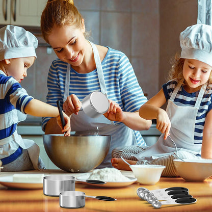 Stainless Measuring Cups and Spoons Set with Silicone Handle, 21pcs