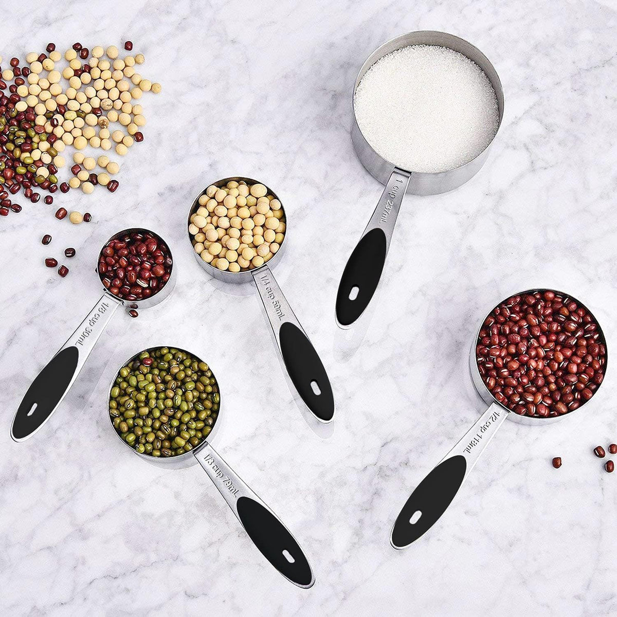 Stainless Measuring Cups and Spoons Set with Silicone Handle, 21pcs