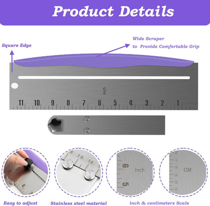 12 Inch Stainless Steel Cake Scraper,Cake Scraper Smoother,Adjustable Kitchen Frosting Spatula Cake Leveler Tool,Cake Bench Scraper for Mousse,Cheese,Cream Cake Decorating Tools