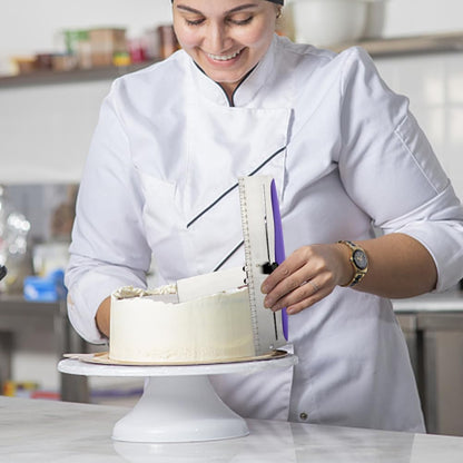 12 Inch Stainless Steel Cake Scraper,Cake Scraper Smoother,Adjustable Kitchen Frosting Spatula Cake Leveler Tool,Cake Bench Scraper for Mousse,Cheese,Cream Cake Decorating Tools
