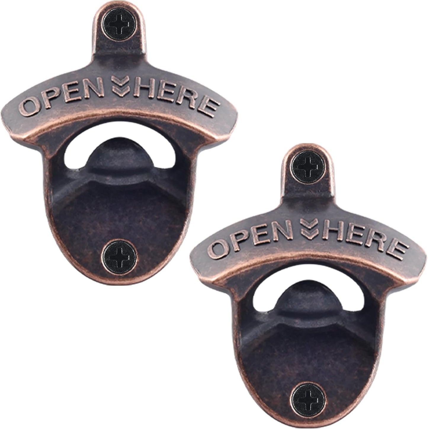 Vintage Copper Bottle Cap Opener Wall Mount, Retro Beer Bottle Opener with Screws for Homes Kitchen (Pack of 2)