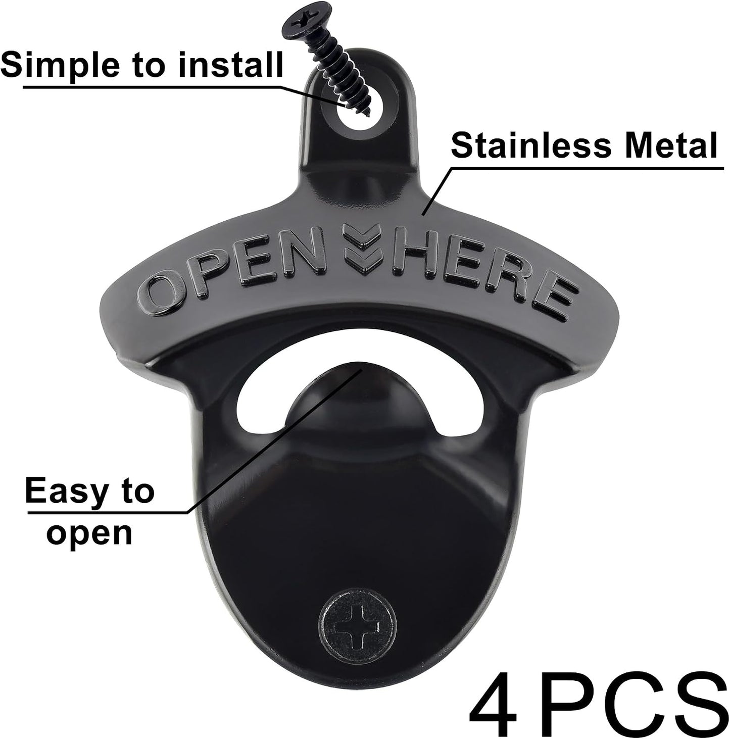 Vintage Copper Bottle Cap Opener Wall Mount, Retro Beer Bottle Opener with Screws for Homes Kitchen (Pack of 2)