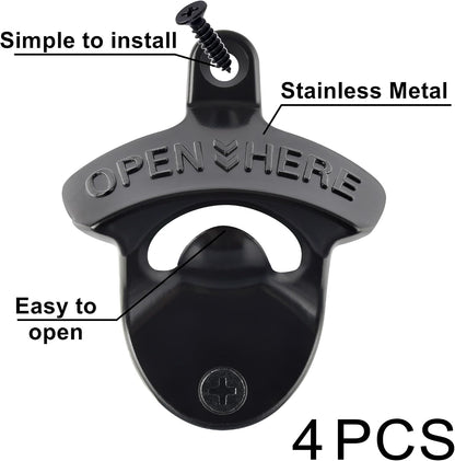 Vintage Copper Bottle Cap Opener Wall Mount, Retro Beer Bottle Opener with Screws for Homes Kitchen (Pack of 2)