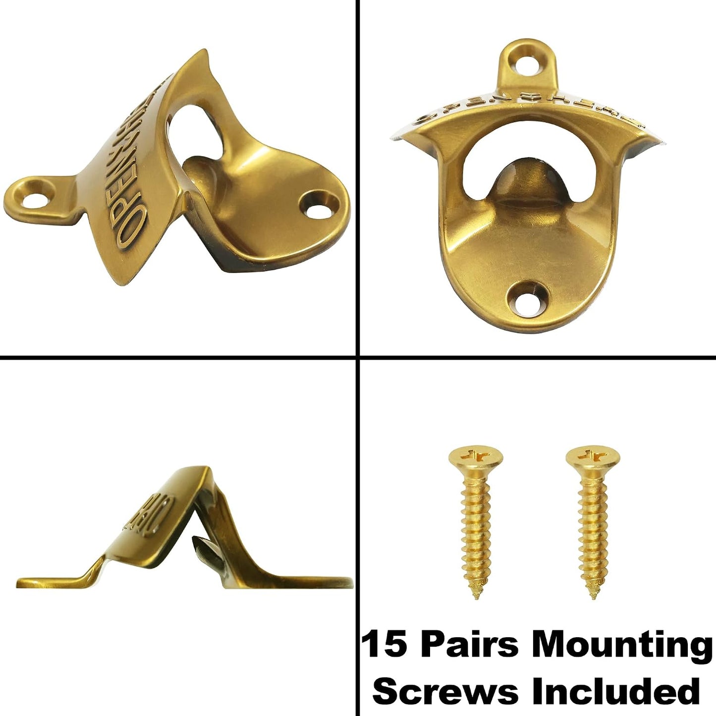 Vintage Copper Bottle Cap Opener Wall Mount, Retro Beer Bottle Opener with Screws for Homes Kitchen (Pack of 2)