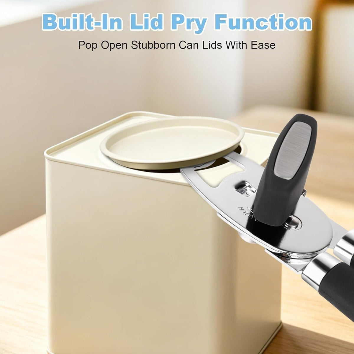Multifunctional Stainless Steel Manual Can Opener and Bottle Opener, Heavy Duty Hand Held Can Opener with Easy Turn Knob, Sharp Blade Smooth Edge, Good Grips Kitchen Tool for Seniors (Black)